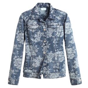Chico’s Floral Denim Jacket – Size XL | Boho Western Coastal Cowgirl | Statement